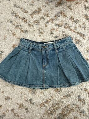 Hollister Blue Denim Pleated Mini Skort